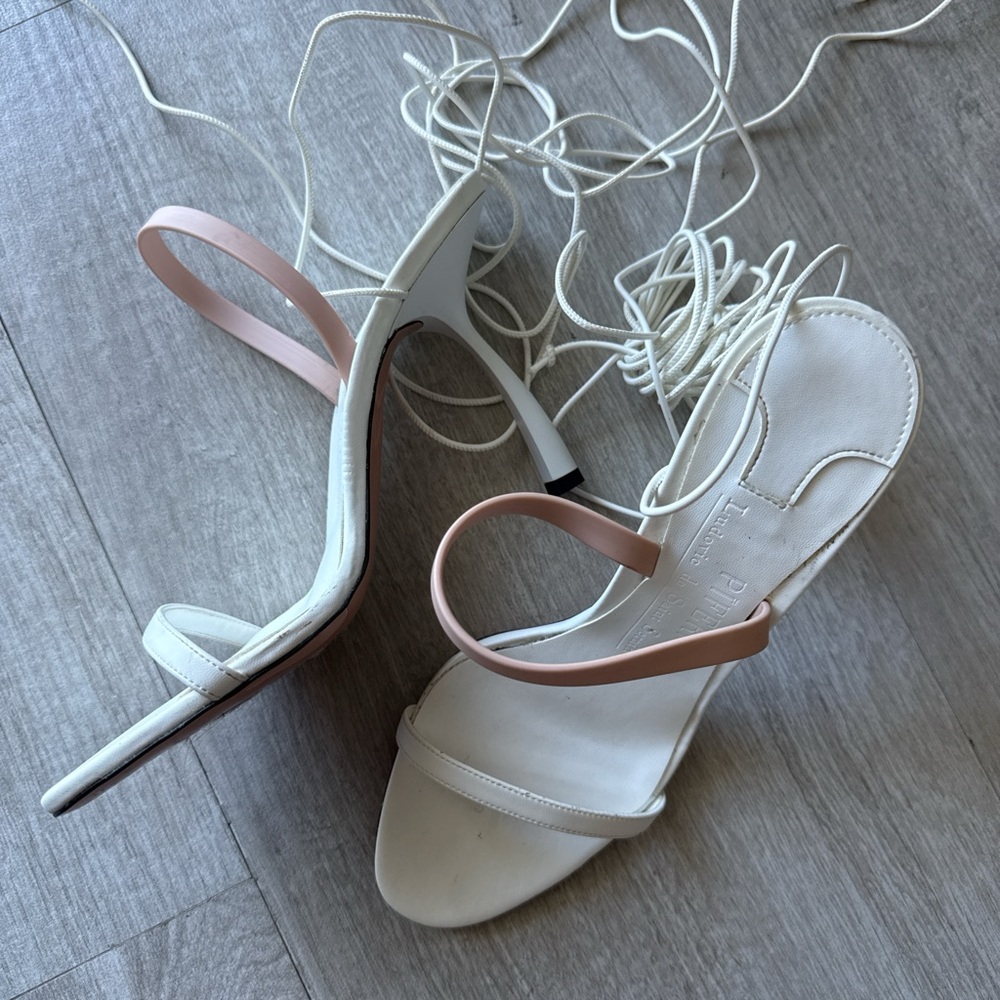 Elegant White and Pink Women's Heels